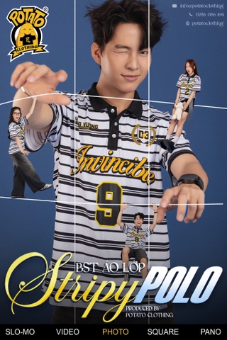 BST Áo lớp Stripy Polo sọc đen
