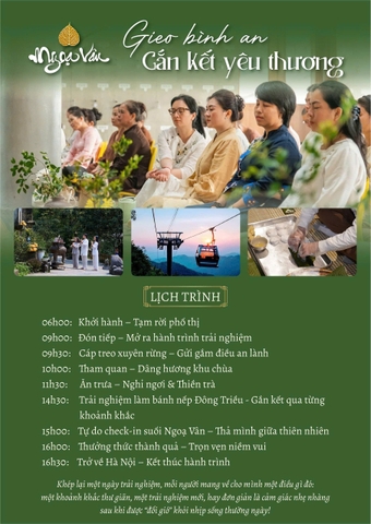 COMBO MỘT NGÀY TRỌN VẸN TẠI NGỌA VÂN - "GIEO BÌNH AN - GẮN KẾT YÊU THƯƠNG"