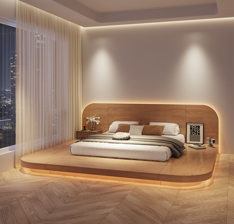 Giường Bay Gỗ MDF lõi xanh Bền đẹp có đèn led