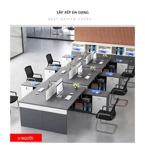 Bàn Làm Việc Văn Phòng Hiện Đại Đôi Liền Tủ