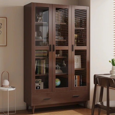 Tủ Gỗ Trưng Bày Kính Hiện Đại 4 Cánh