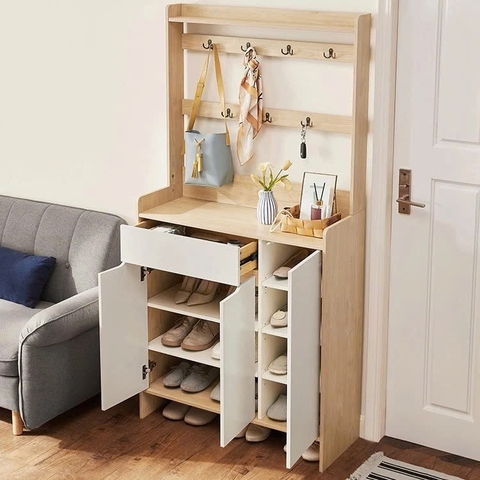 Kệ Giày Đa Năng Kèm Móc Treo & Ngăn Kéo