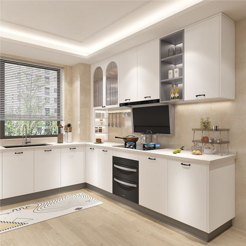 Tủ Bếp Gỗ Công Nghiệp Tông Màu Trắng Sáng TB03