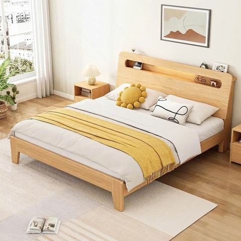 Giường Ngủ Gỗ Tự Nhiên Phong Cách Bắc Âu Hiện Đại