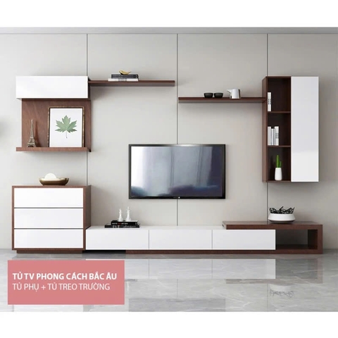 Kệ Tivi Hiện Đại MDF Phủ Melamine Màu Trắng