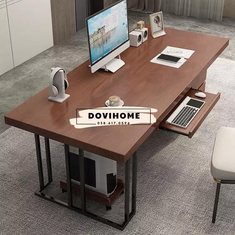 Bàn làm việc chân thép tích hợp tủ đồ BLV02