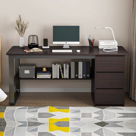 Bàn làm việc chân kim loại đi kèm tủ để đồ tiện lợi BLV03