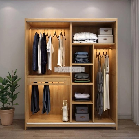 Tủ Quần Áo Cửa Trượt Gỗ Tự Nhiên Hiện Đại