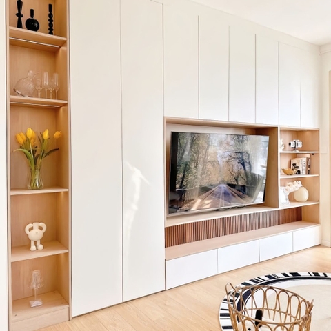 8 mẫu vách tivi phòng khách đẹp