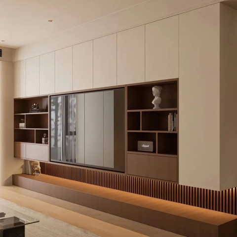 8 mẫu vách tivi phòng khách đẹp