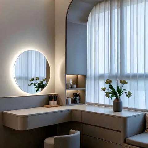 Phòng ngủ với bàn làm việc sát cửa sổ