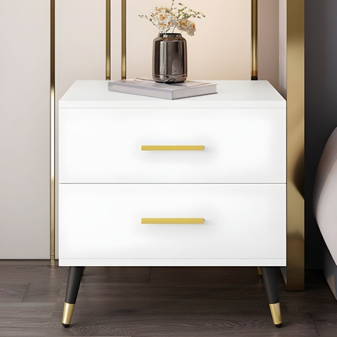 Tủ Giường Màu Trắng Hai Ngăn Kéo Chân Chéo