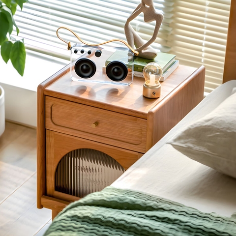 Tủ Đầu Giường Gỗ Tự Nhiên Kiểu Nhật Tối Giản