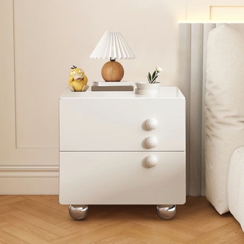 Tủ Đầu Giường Hiện Đại Bo Góc Tay Nắm Tròn