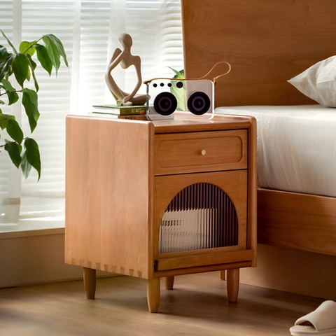 Tủ Đầu Giường Gỗ Tự Nhiên Kiểu Nhật Tối Giản