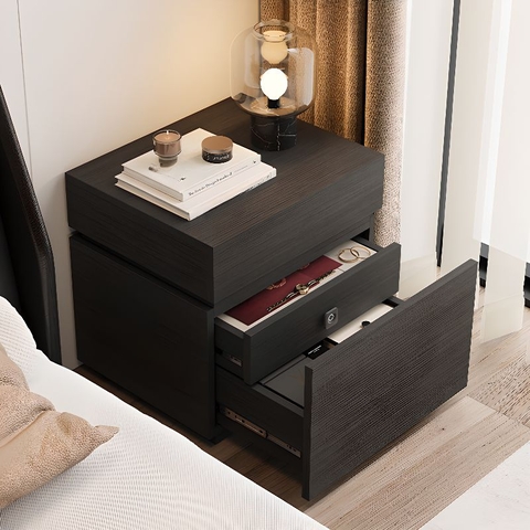 Tủ Đầu Giường Phong Cách Hiện Đại Màu Đen Vân Gỗ