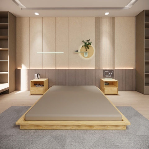 Giường gỗ M14 - Giường bệt gỗ Thông đơn giản