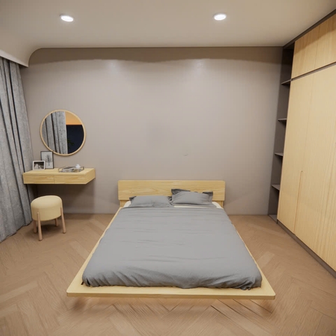 Giường gỗ DV1- Giường ngủ Decor có tựa đầu