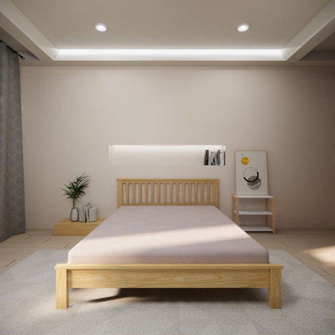 Mẫu giường M35 Giường gỗ kết hợp tựa nan dọc
