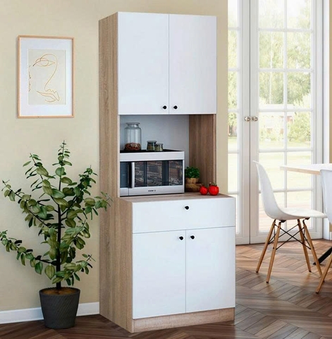 Tủ Bếp Đa Năng Hiện Đại Phối Màu Gỗ Nâu - Đen Sang Trọng 