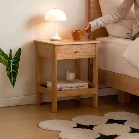 Tab Đầu Giường Gỗ Tự Nhiên Một Ngăn Kéo Tiện Dụng