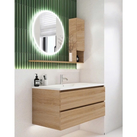 Tủ Lavabo Treo Tường Gỗ Công Nghiệp Kèm Gương Led Hiện Đại