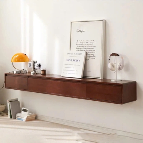 Kệ Tivi Treo Tường Hiện Đại Gỗ MDF Nâu Trầm