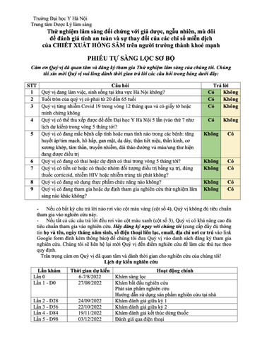 Tuyển tình nguyện viên tham gia thử nghiệm lâm sàng sản phẩm CHIẾT XUẤT HỒNG SÂM HÀN QUỐC