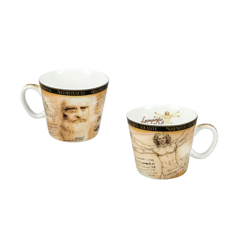 Bộ ly và đĩa sứ Carmani Espresso cup - L. da Vinci, the Vitruvian Man 100ml