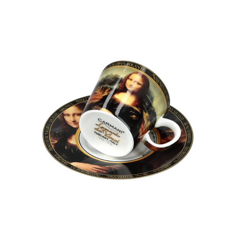 Bộ ly và đĩa sứ Carmani Espresso cup - L. da Vinci, Mona Lisa 100ml