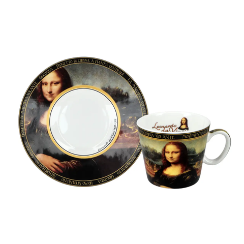 Bộ ly và đĩa sứ Carmani Espresso cup - L. da Vinci, Mona Lisa 100ml