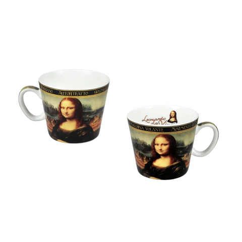 Bộ ly và đĩa sứ Carmani Espresso cup - L. da Vinci, Mona Lisa 100ml