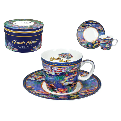 Bộ ly và đĩa sứ Carmani Cup of espresso - C. Monet, Water Lilies 100ml