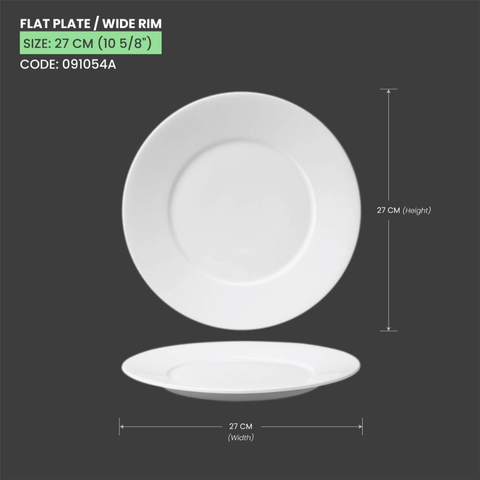 Đĩa sứ Baralee Simple Plus Flat Plate wide rim 27 cm