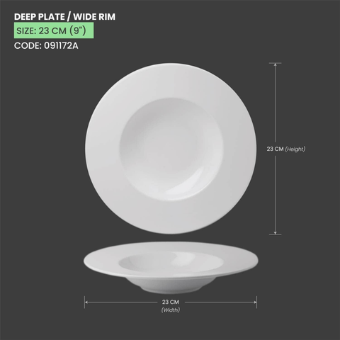 Đĩa sứ Baralee Simple Plus Deep plate wide rim 23 cm