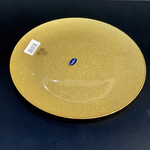 Đĩa thủy tinh Luigi Bormioli Cake plate Glitter gold 33 cm