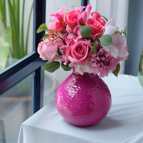 Bình hoa thủy tinh tái chế VSM Florero Paradise Màu hồng sẫm 24.5cm