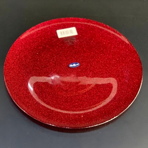 Đĩa thủy tinh Luigi Bormioli Cake plate Glitter red 33 cm