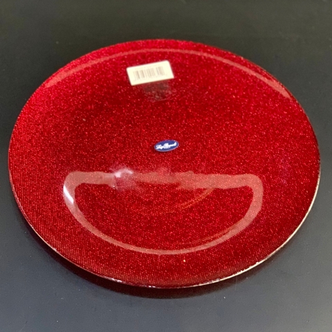 Đĩa thủy tinh Luigi Bormioli Cake Plate Glitter Red 33cm