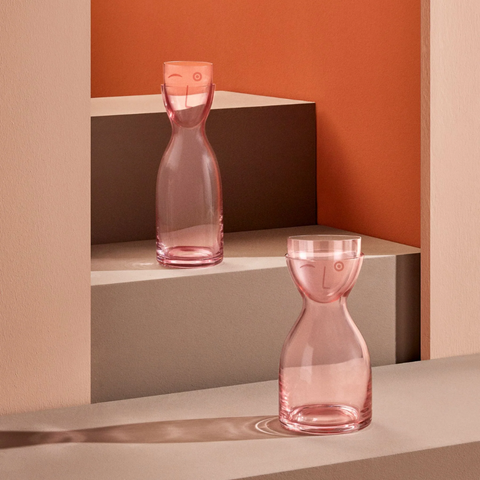 Set Bình và ly phale không chì Nude Mr. & Mrs. Night Set màu hồng 850ml & 250ml