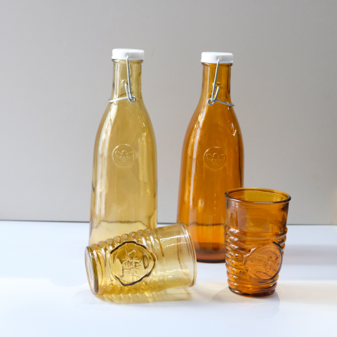 Ly thủy tinh tái chế VSM Vaso Abeja Màu vàng cam 330ml