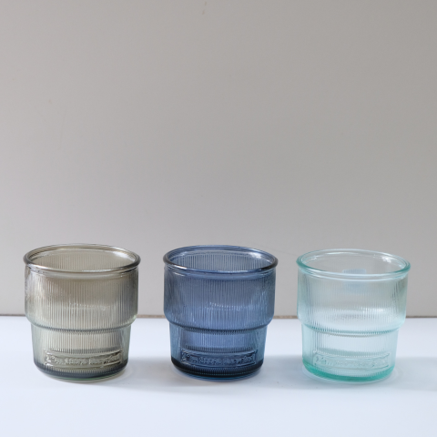 Ly thủy tinh tái chế VSM Vaso Ribbed Apilable Màu xám 300ml