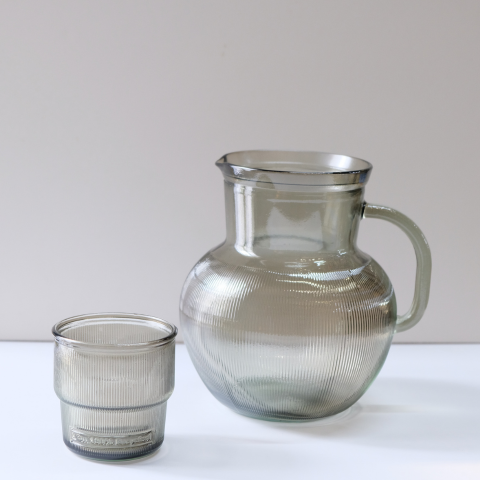 Ly thủy tinh tái chế VSM Vaso Ribbed Apilable Màu xám 300ml