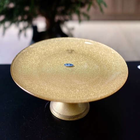 Đĩa thủy tinh Luigi Bormioli Glitter gold cake plate w.foot