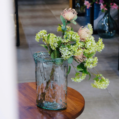 Bình hoa thủy tinh tái chế VSM Florero Pandora Ovalado Authentic 34cm