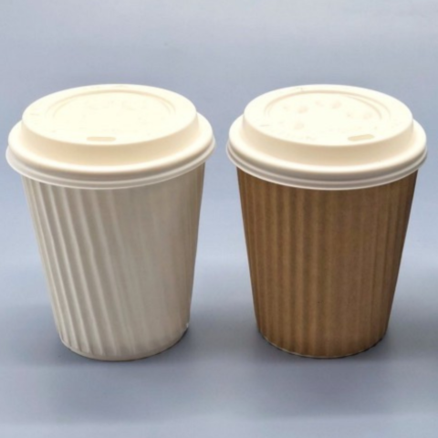 Set 40 Ly giấy đồ uống nóng gợn sóng màu trắng 12oz - RRHC 12oz BL WHITE