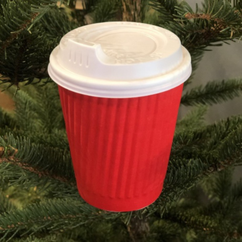 Set 40 Ly giấy đồ uống nóng gợn sóng màu đỏ 12oz - RRHC 12oz BL RED