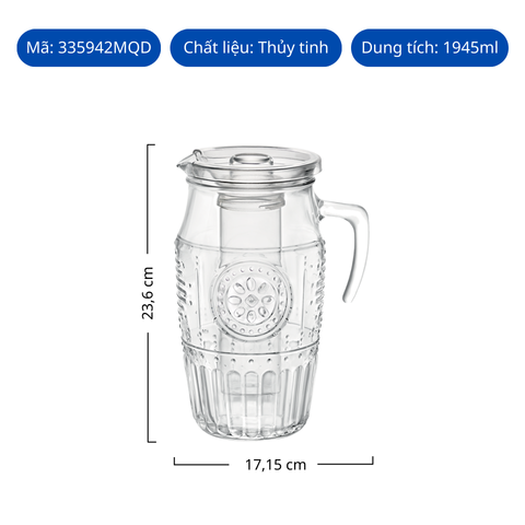 Bình thủy tinh Bormioli Rocco Romantic Jug 1945ml