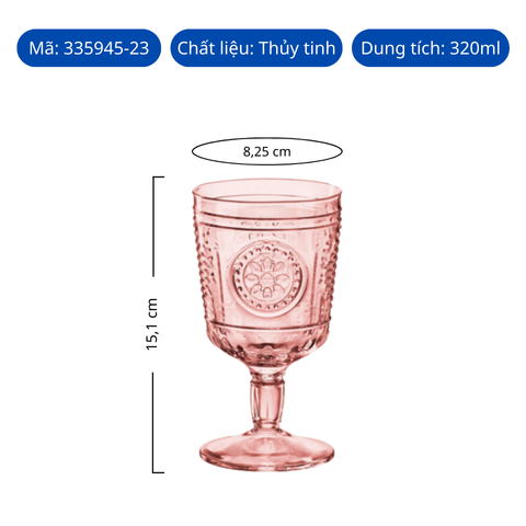 Ly thủy tinh Bormioli Rocco Romantic Calice Màu Hồng 320ml