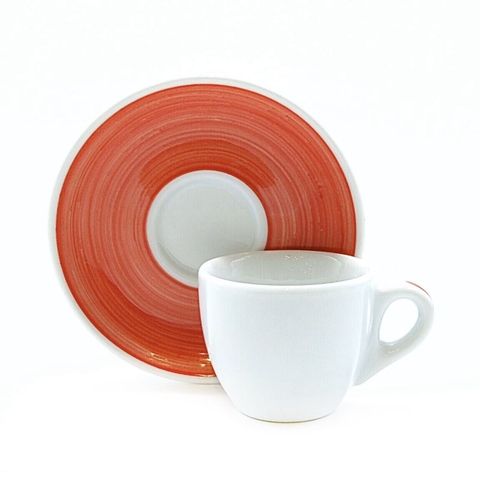 Đĩa sứ Ancap espresso vẽ tay Màu đỏ